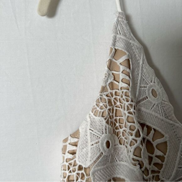 Lulus Cream Crochet Lace Wedding Date Romantic night Vacation Dress Size XL - Picture 7 of 12